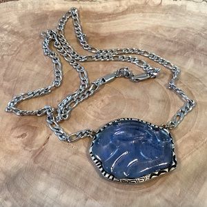 Blue Glass Pendant Necklace